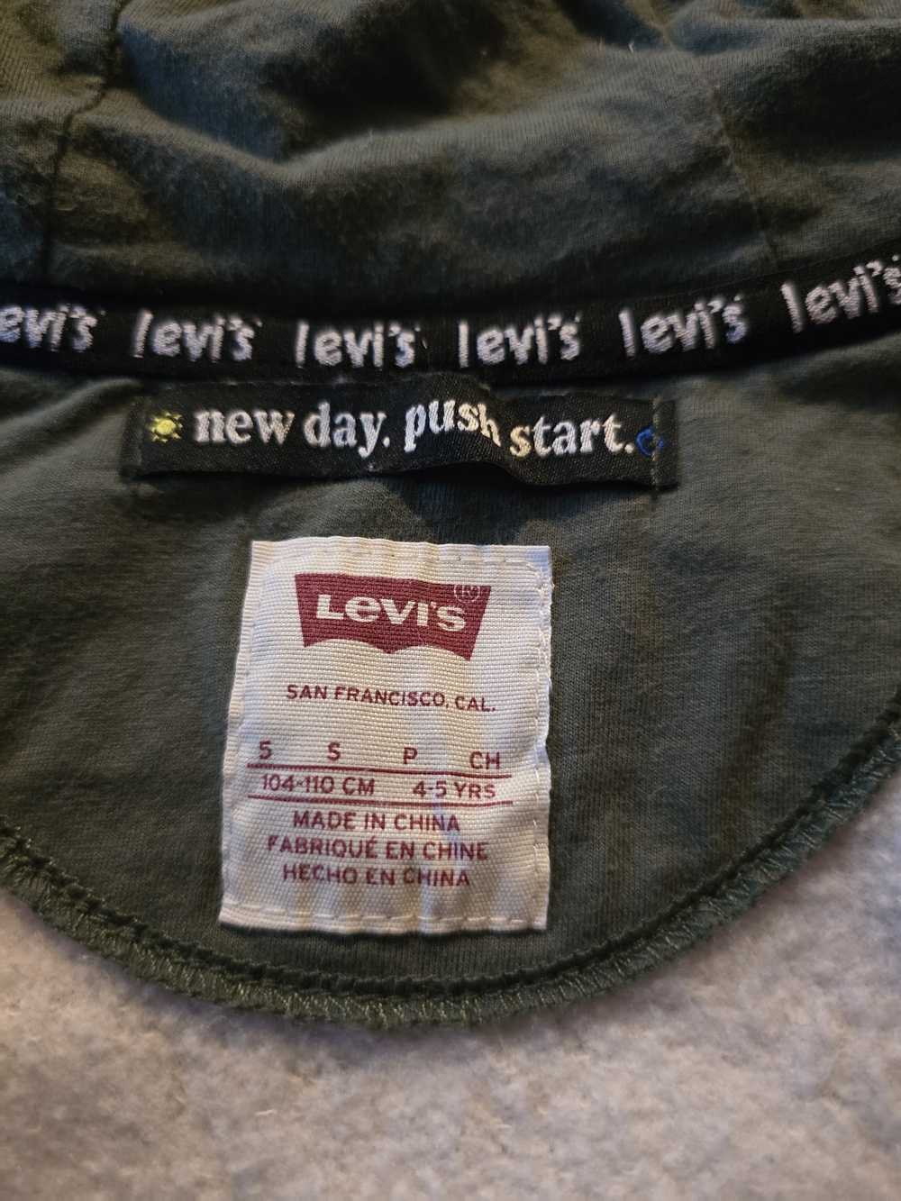 Levi's Olive Green Tee with Branded Neck Tape